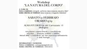 Scopri di più sull'articolo Iscrizioni aperte al Workshop “La natura del corpo”