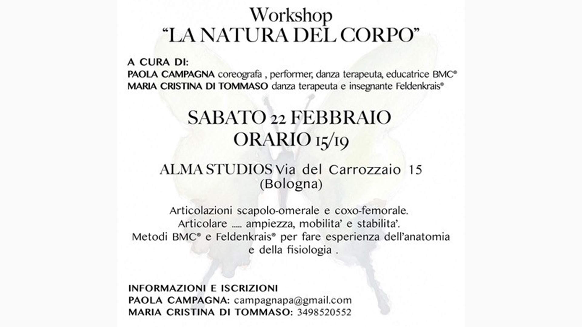 Scopri di più sull'articolo Iscrizioni aperte al Workshop “La natura del corpo”